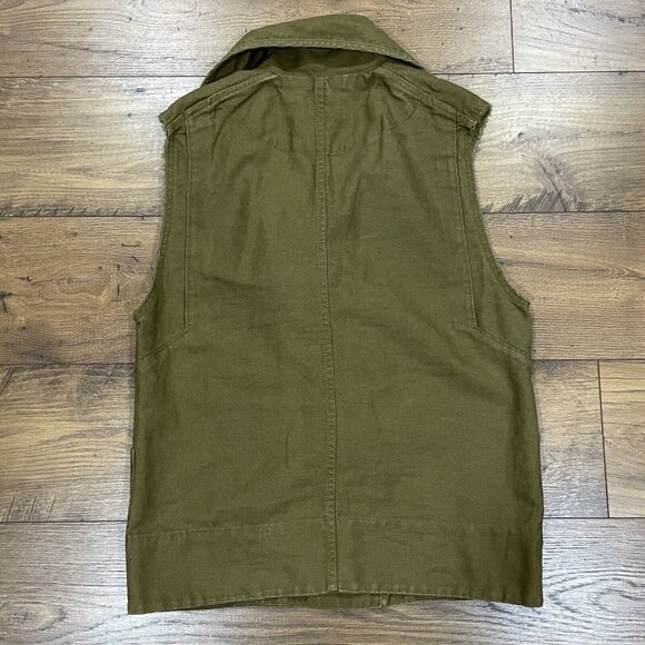 Wilfred Free Aritzia Vest Womens Small Linen Blend Military‎ Utility Layer Green - Picture 7 of 11